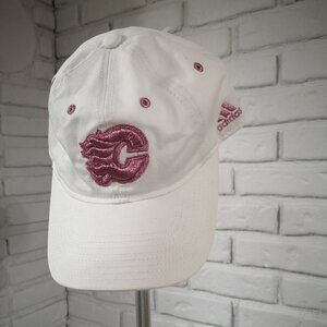 Adidas Authentic NHL Women's Collection Calgary Flames White & Pink Baseball Hat